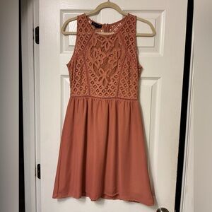 Socialite coral sleeveless lace dress size 3/4